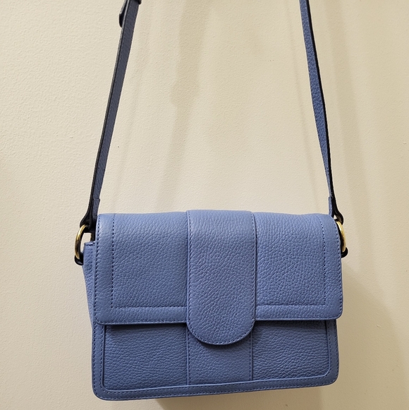 Corder London Emmeline Pebbled Leather Blue Crossbody Bag - Picture 2 of 11